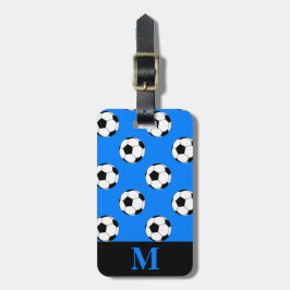 モノグラム ホワイト サッカー ボール、Azure Blue ラゲッジタグ
