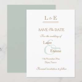 モノグラム ホワイト セージ ゴールド アンパサンド セーブ ザ デート 招待状