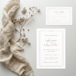 モノグラム ホワイト ピンク ゴールド 結婚式 RSVP 返信 招待状
