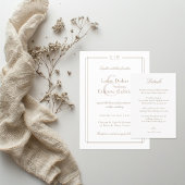 モノグラム ホワイト ピンク ゴールド 結婚式 RSVP 返信 招待状