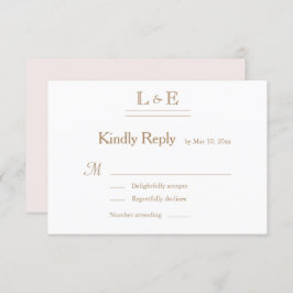 モノグラム ホワイト ブラッシュ ゴールド アンパサンド 結婚式 RSVP 招待状