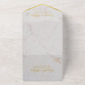 モノグラム ホワイト マーブル フェイク ゴールド エレガント ウェディング A オールインワン招待状 (外側)