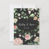 モノグラム |ボタニカルフローラハート結婚式RSVP 案内状 (裏面)