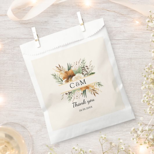 モノグラム、ボホエレガント、花束 フェイバーバッグ (クリップ留めされた状態)