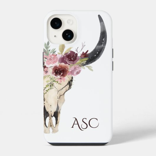 モノグラム ボホ フラワー スカル iPhoneケース (裏面)