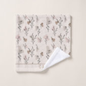 モノグラム ボホ ベージュ クリーム ブラウン ピンク ボタニカル バスタオルセット (ウォッシュタオル)