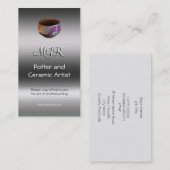 モノグラム、ポッター、セラミックアーティスト、メタリック効果 名刺 (正面/裏面)