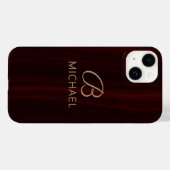 モノグラム マホガニー 木材 名前入り Case-Mate iPhoneケース (裏面 (横))