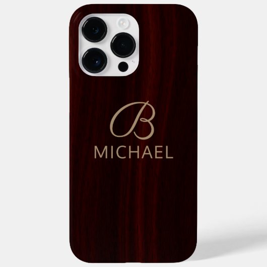 モノグラム マホガニー 木材 名前入り Case-Mate iPhoneケース (裏面)