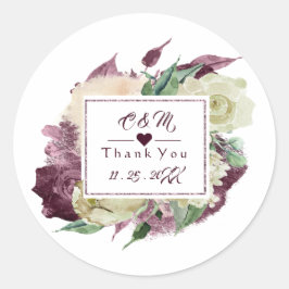 モノグラム マルサラ バーガンディー 結婚式の引き出物 花 錆びた ラウンドシール