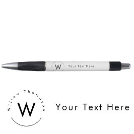 モノグラム ミニマリスト モダン ホワイト ボールペン