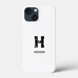 モノグラム ミニマリスト 白黒 名前イニシャル モノグラムTシャツ iPhone 13 MINIケース