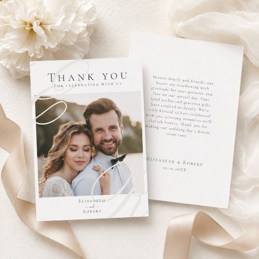 モノグラム ミニマリスト 結婚式 御礼 カード