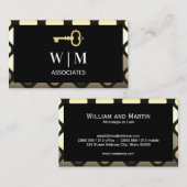 モノグラム |メタリックジオメトリ |スケルトン鍵アイコン 名刺 (正面/裏面)