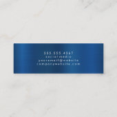 モノグラム |メタリックブルー背景 スキニー名刺 (裏面)