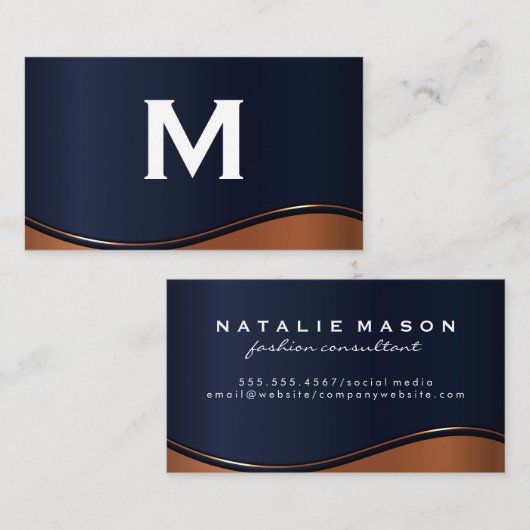 モノグラム |メタリック波 名刺 (正面/裏面)