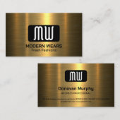 モノグラム |メタリック金ゴールド 名刺 (正面/裏面)