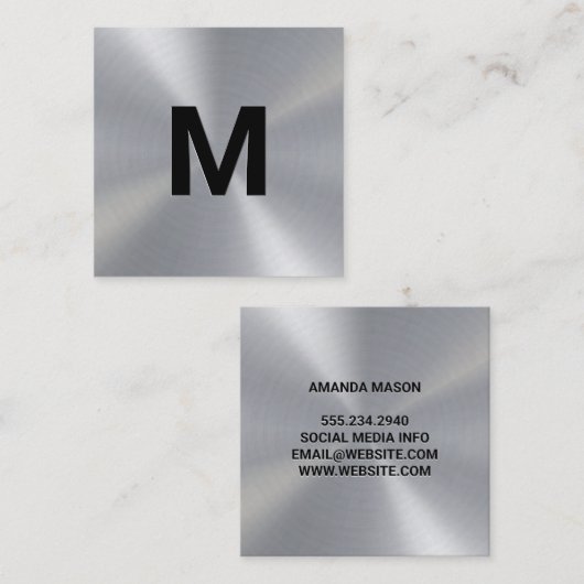 モノグラム | メタリック スクエア名刺 (正面/裏面)