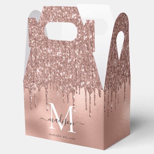 モノグラム メタリック ローズゴールド ピンク グリッター ドリップス フェイバーボックス (オープン)