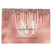 モノグラム メタリック ローズゴールド ピンク グリッター ドリップス ラージペーパーバッグ (裏面)