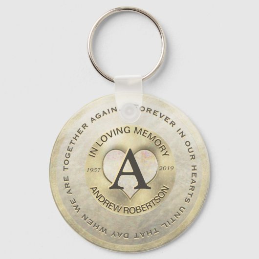 モノグラム |メモリアル |金ゴールドハート キーホルダー (正面)