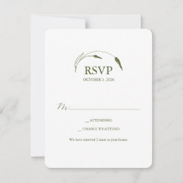 モノグラム モスグリーン RSVP カード