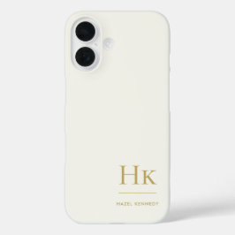 モノグラム モダン シンプル モノグラム アイボリーゴールド iPhone 16ケース