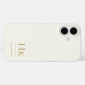 モノグラム モダン シンプル モノグラム アイボリーゴールド Case-Mate iPhoneケース (裏面 (横))
