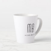 モノグラム モダン シンプル 白黒モノグラム カフェラテマグ (右アングル)