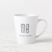 モノグラム モダン シンプル 白黒モノグラム カフェラテマグ (右)