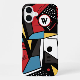 モノグラム モダン ジオメトリック アブストラクト iPhone 16 PLUSケース
