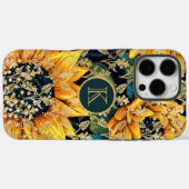 モノグラム モダン ヒマワリ グリッター オーダーメイド Case-Mate iPhoneケース (裏面 (横))
