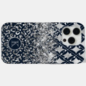 モノグラム モダン ヒョウ柄 グリッター オリジナルデザイン Case-Mate iPhoneケース (裏面 (横))