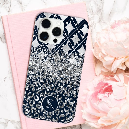 モノグラム モダン ヒョウ柄 グリッター オリジナルデザイン Case-Mate iPhoneケース