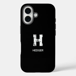 モノグラム モノグラム 名前 白 ブラック iPhone 16ケース