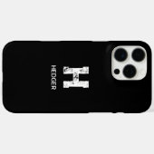 モノグラム モノグラム 名前 白 ブラック Case-Mate iPhoneケース (裏面 (横))
