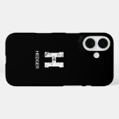 モノグラム モノグラム 名前 白 ブラック Case-Mate iPhoneケース (裏面 (横))