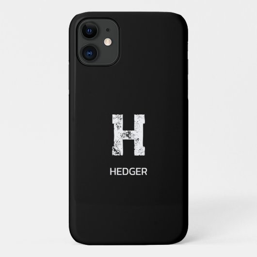モノグラム モノトーン シンプル おしゃれ 名前入り ブラック Case-Mate iPhoneケース (裏面)