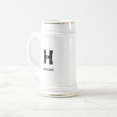モノグラム モノトーン シンプル おしゃれ 名前 初期 ビールジョッキ (正面左)