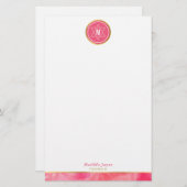 モノグラム　ユダヤの星　コーラルピンクゴールド　ボールドブロック 便箋 (正面/裏面)