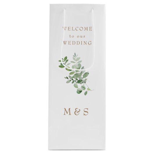 モノグラム ユーカリ ウェディング 小さなギフト袋 ワインギフトバッグ (正面)