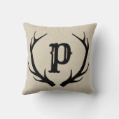 モノグラム ラスティック 鹿の角 モノグラム カントリー シック クッション (裏面)