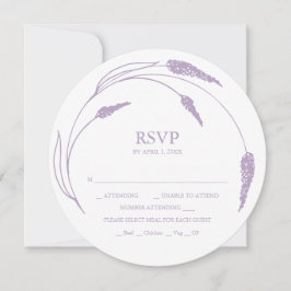 モノグラム ラベンダー RSVP カード 積み重ね可能な招待状
