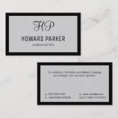 モノグラム |リネンテクスチャ | 縁ど （黒） 名刺 (正面/裏面)