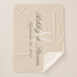 モノグラム |リネン素朴ルック シェルパブランケット