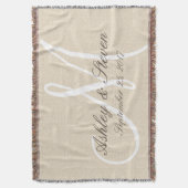 モノグラム |リネン素朴ルック スローブランケット (正面縦)
