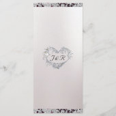 モノグラム、リボン&グリッター – パープル結婚ズ メニュー (裏面)