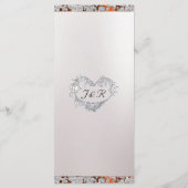 モノグラム、リボン&グリッター – 銅結婚の メニュー (裏面)