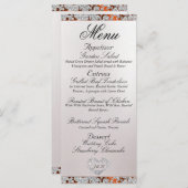 モノグラム、リボン&グリッター – 銅結婚の メニュー (正面/裏面)