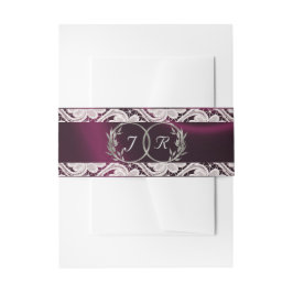 モノグラム、リボン&レース – 紫 招待状ベリーバンド